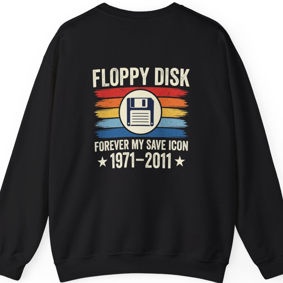 Floppy Disk Memorial Back Print Sweatshirt - Black back