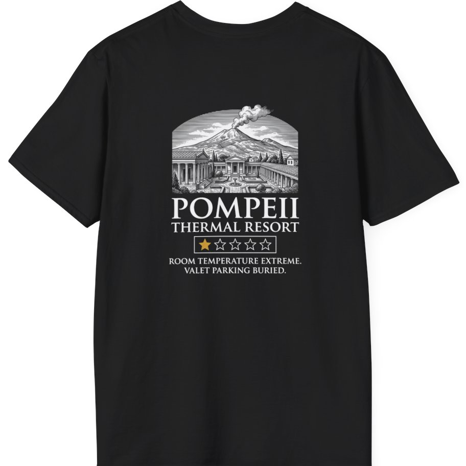 Pompeii Thermal Resort Back Print T-Shirt - Black back