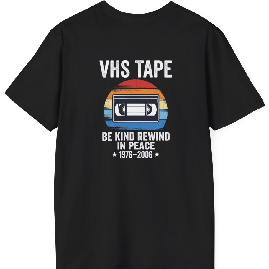Vhs Tape Memorial Back Print T-Shirt - Black back
