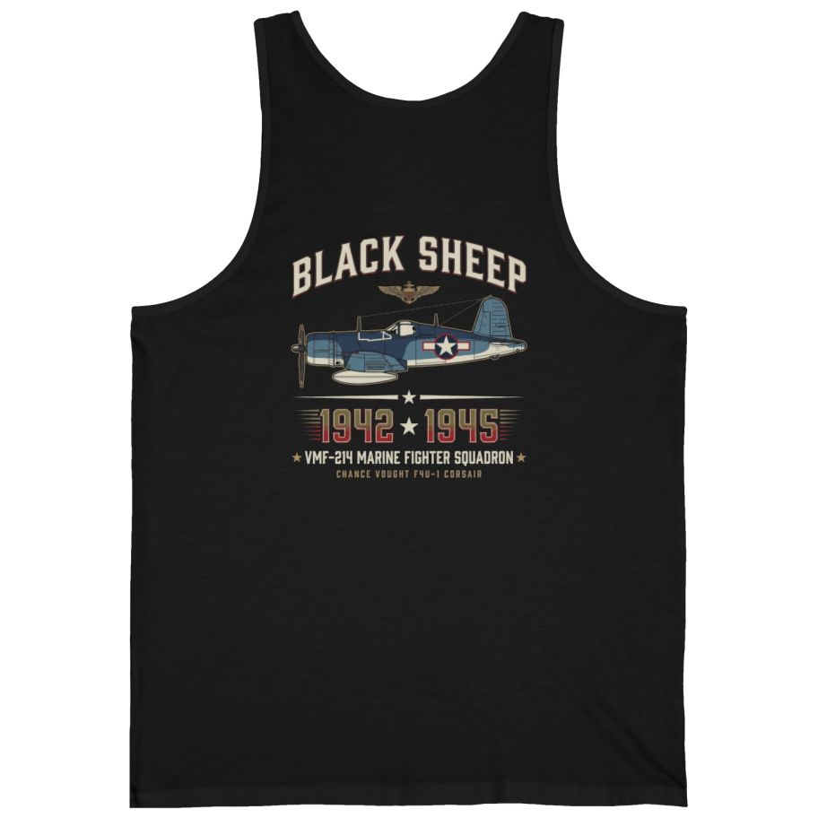 Black Sheep Squadron Crest Back Print Tank Top - Black back