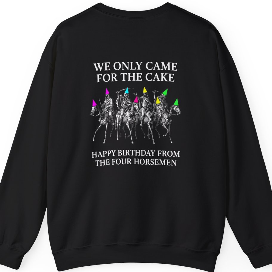 Four Horsemen Birthday Party Back Print Sweatshirt - Black back