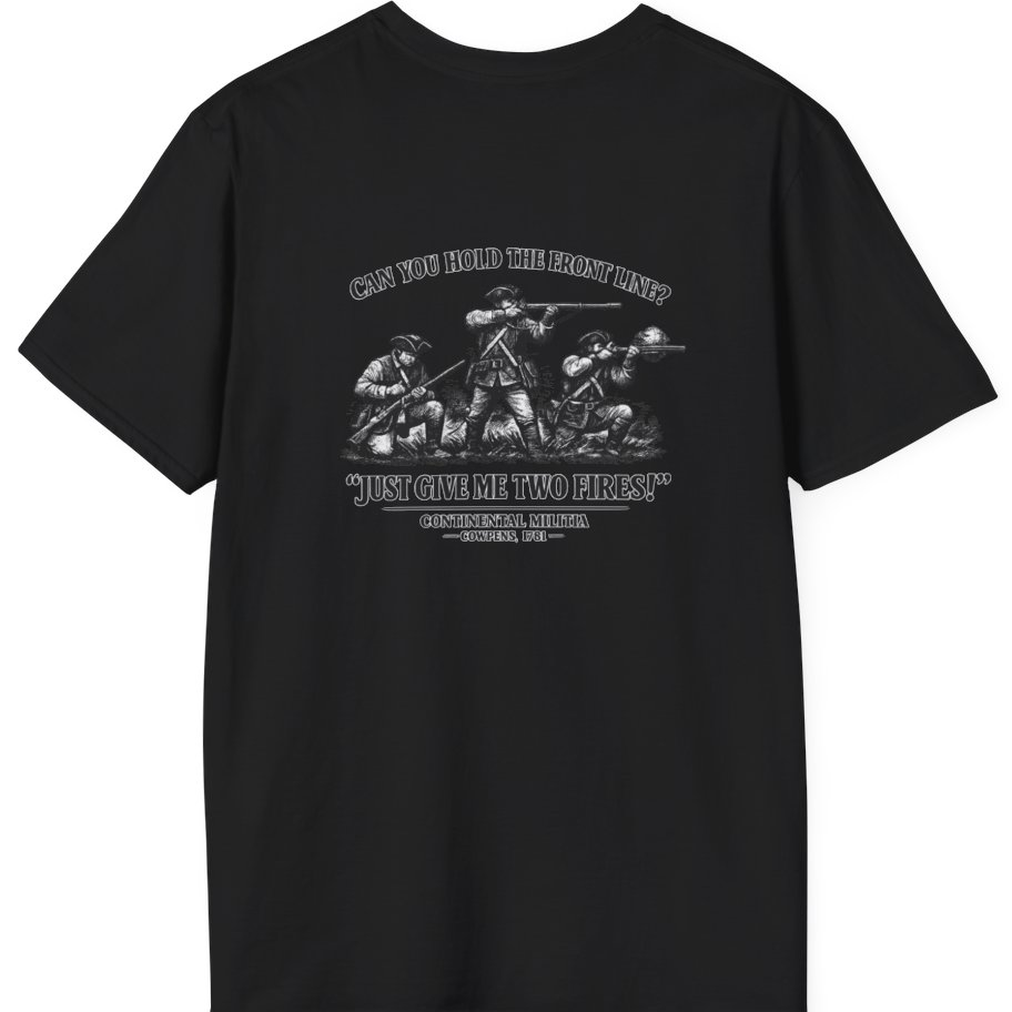 Continental Militia Two Fires Cowpens Back Print T-Shirt - Black back