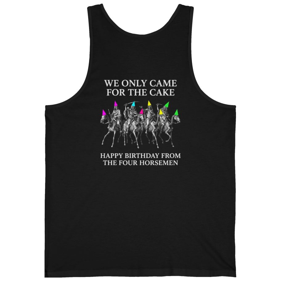 Four Horsemen Birthday Party Back Print Tank Top - Black back