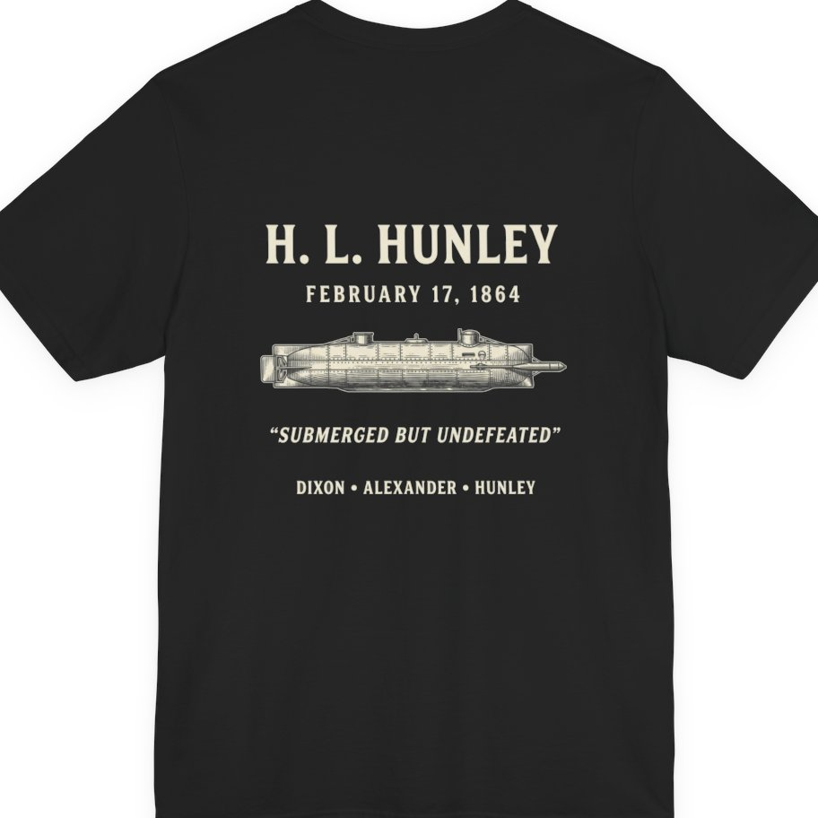 Css Hunley Submarine Memorial Back Print Premium Tee - Black back