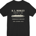 Css Hunley Submarine Memorial Back Print Premium Tee - Black back