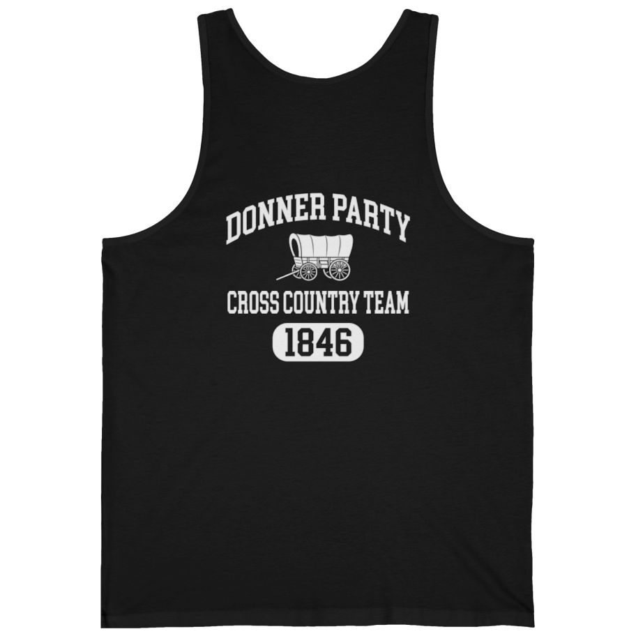 Donner Party Cross Country Team Back Print Tank Top - Black back