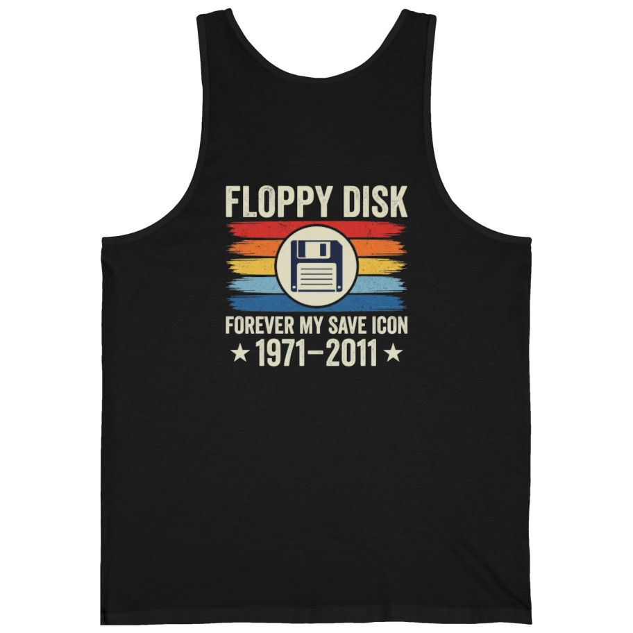 Floppy Disk Memorial Back Print Tank Top - Black back