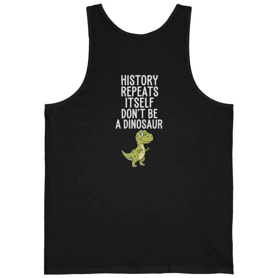History Repeats Itself Back Print Tank Top - Black back