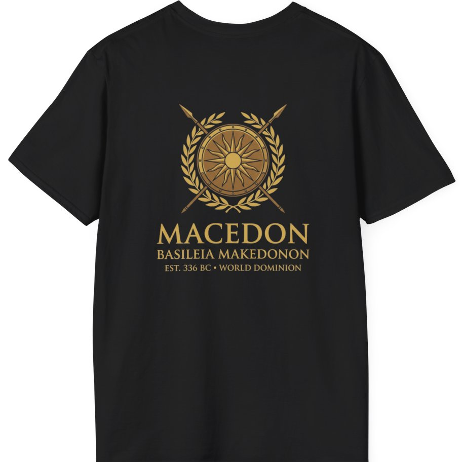 Macedonian Empire Crest Back Print T-Shirt - Black back