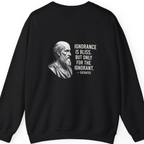 Socrates Ignorance Is Bliss Quote Back Print Sweatshirt - Black back