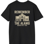 Remember the Alamo March 6th Back Print T-Shirt - Black back
