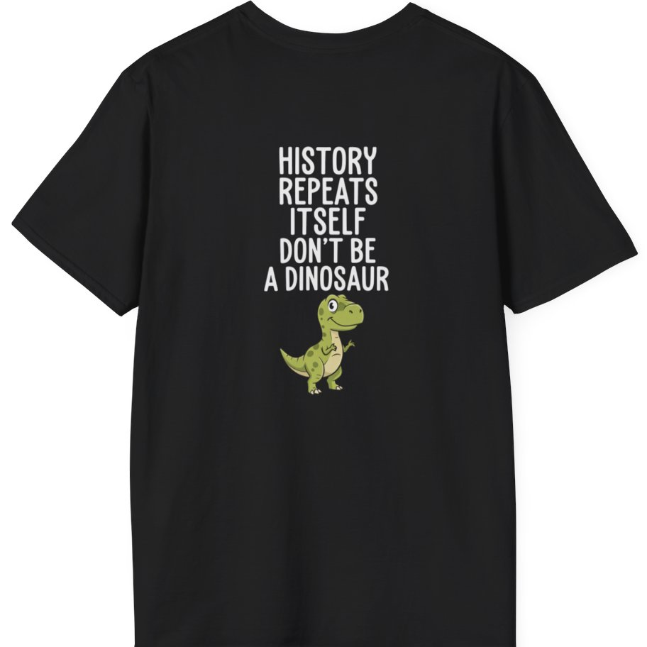History Repeats Itself Back Print T-Shirt - Black back