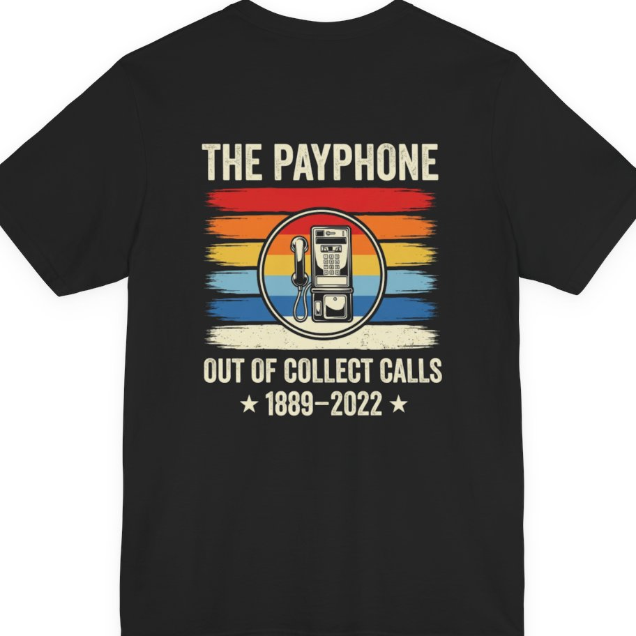 Public Payphone Memorial Back Print Premium Tee - Black back