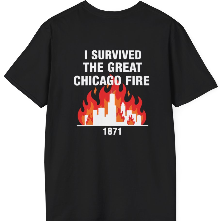 Great Chicago Fire Classic Back Print T-Shirt - Black back