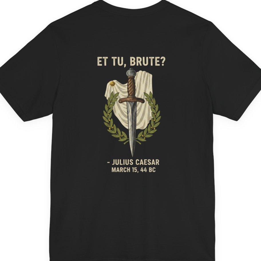 Et Tu Brute Julius Caesar Back Print Premium Tee - Black back