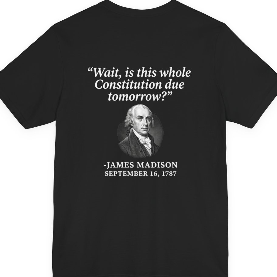 Madison Constitution Deadline Back Print Premium Tee - Black back