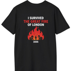I Survived The Great Fire Back Print T-Shirt - Black back