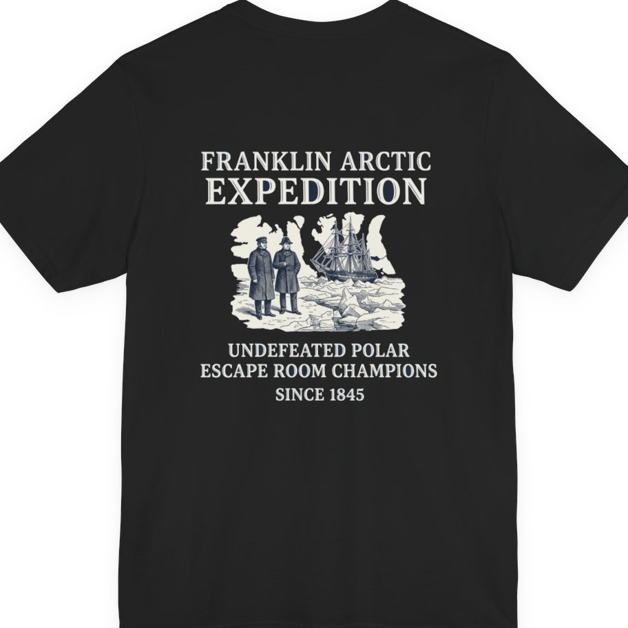 Franklin Arctic Expedition Escape Room Back Print Premium Tee - Black back