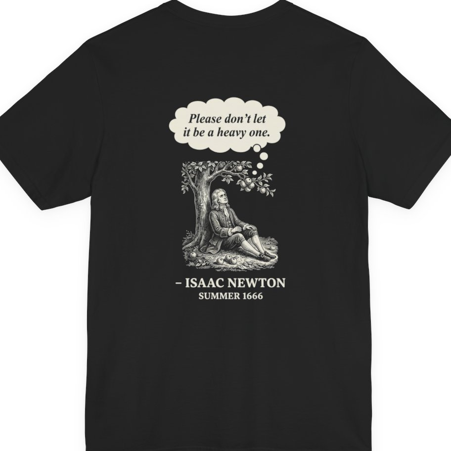 Newton Gravity Anxiety Back Print Premium Tee - Black back