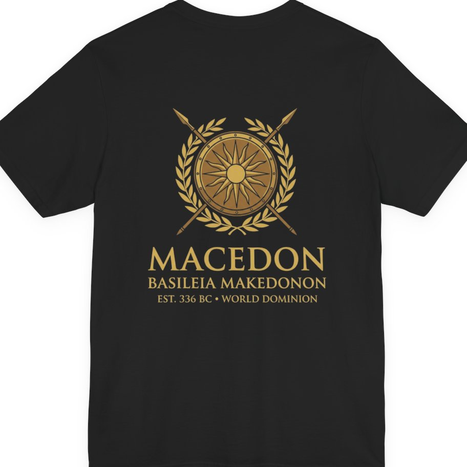 Macedonian Empire Crest Back Print Premium Tee - Black back