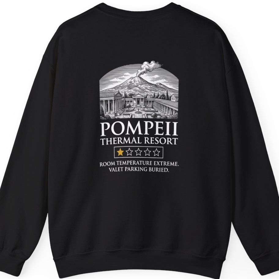 Pompeii Thermal Resort Back Print Sweatshirt - Black back