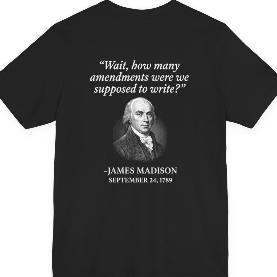 Madison Bill of Rights Deadline Back Print Premium Tee - Black back