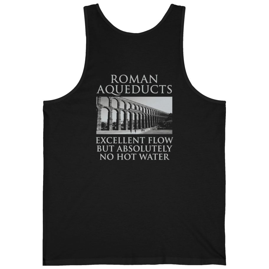 Roman Aqueducts Service Review Back Print Tank Top - Black back