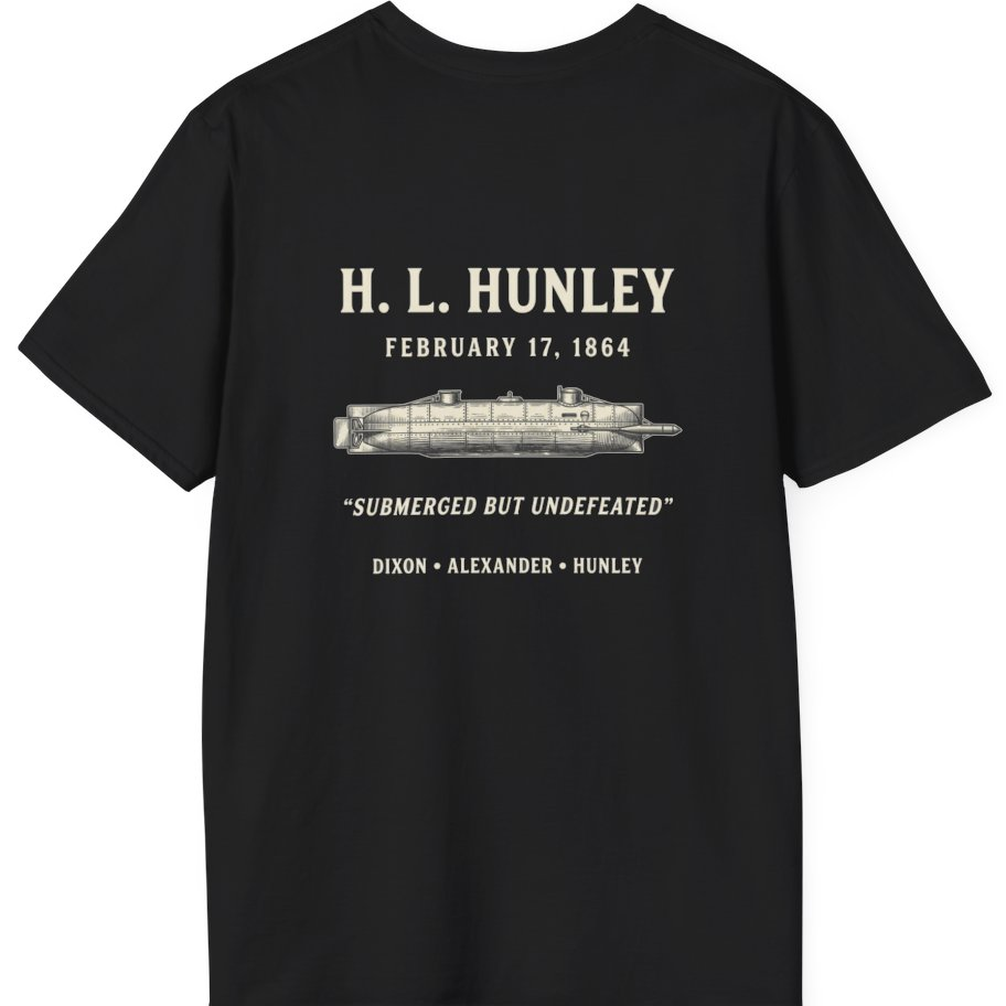 Css Hunley Submarine Memorial Back Print T-Shirt - Black back