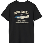 Blue Nosed Fighter Group Back Print T-Shirt - Black back