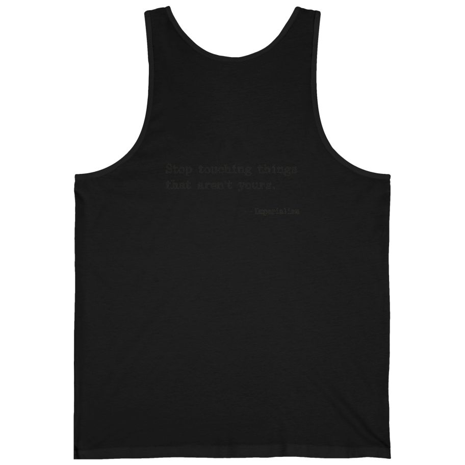 Imperialism Parental Warning Quote Back Print Tank Top - Black back