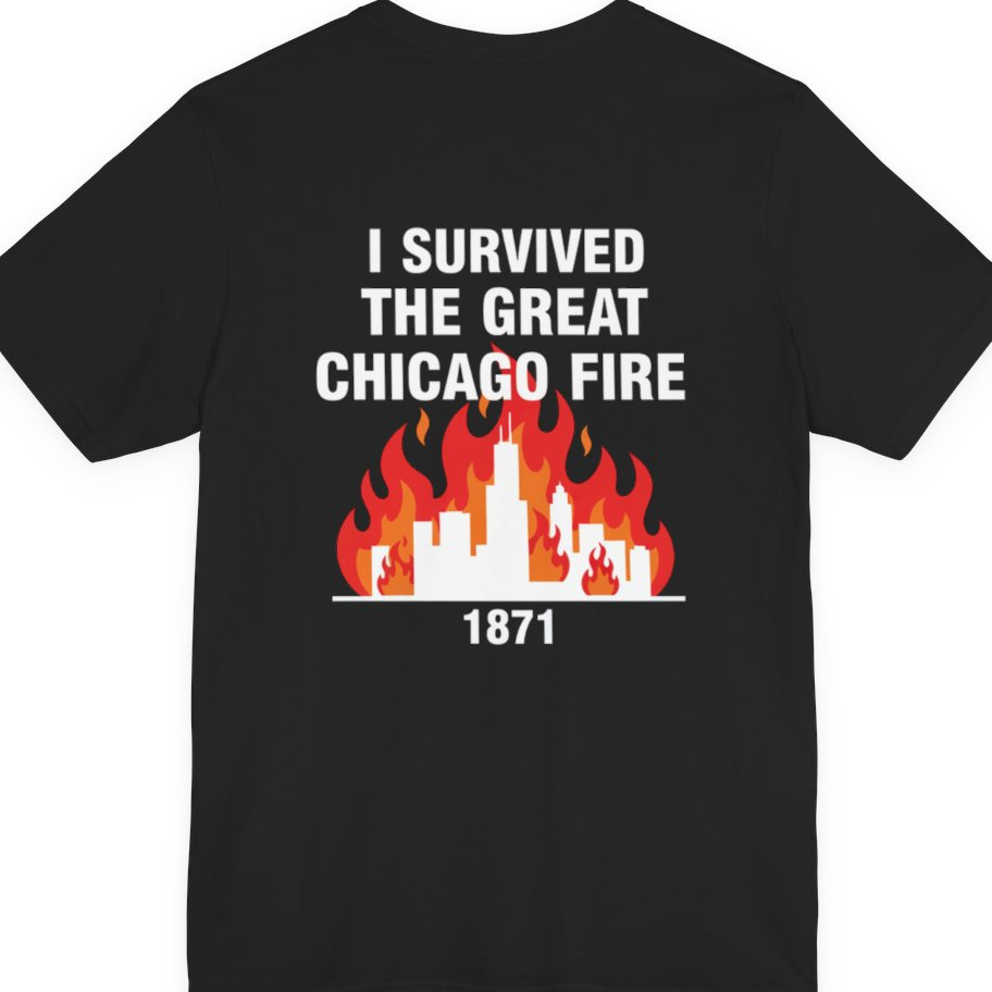 Great Chicago Fire Classic Back Print Premium Tee - Black back