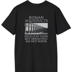 Roman Aqueducts Service Review Back Print T-Shirt - Black back