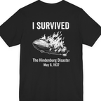 I Survived The Hindenburg Disaster Back Print Premium Tee - Black back