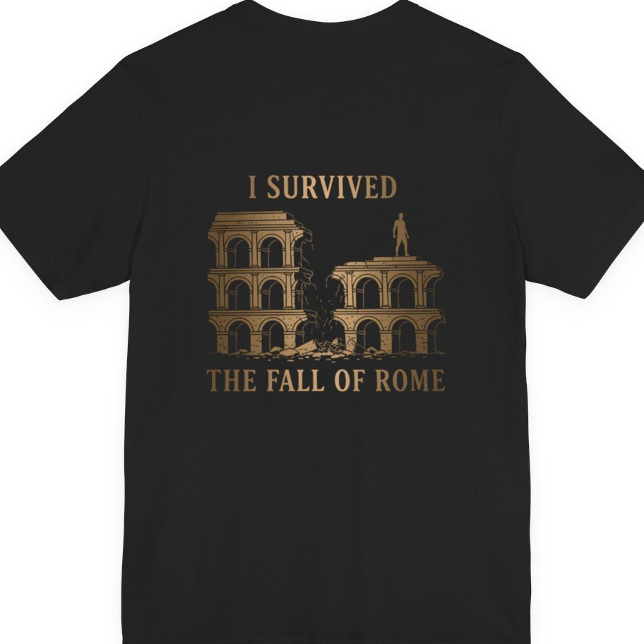 I Survived The Fall of Back Print Premium Tee - Black back