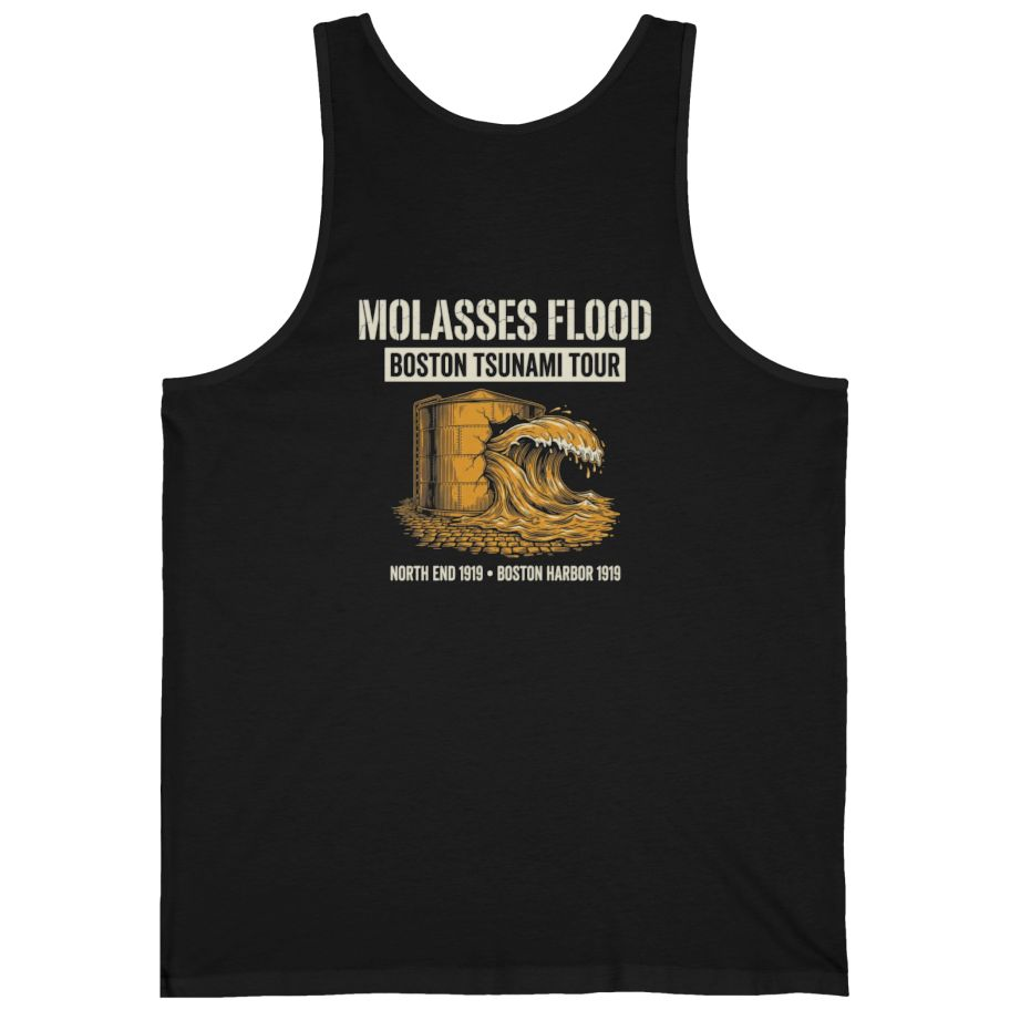Boston Molasses Flood Tour Back Print Tank Top - Black back