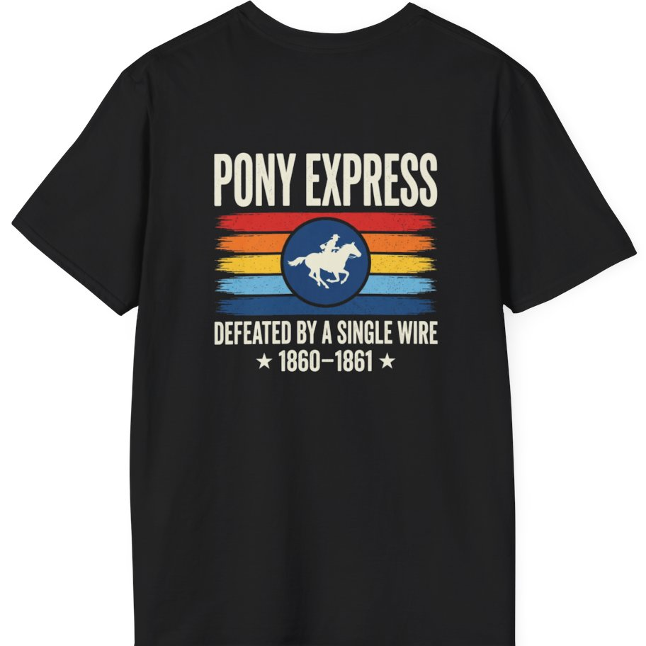 Pony Express Memorial Back Print T-Shirt - Black back