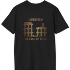 I Survived The Fall of Back Print T-Shirt - Black back