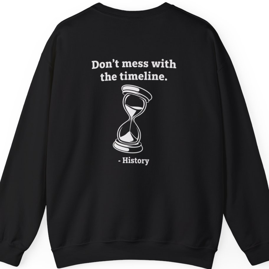 Time Travel Paradox Back Print Sweatshirt - Black back