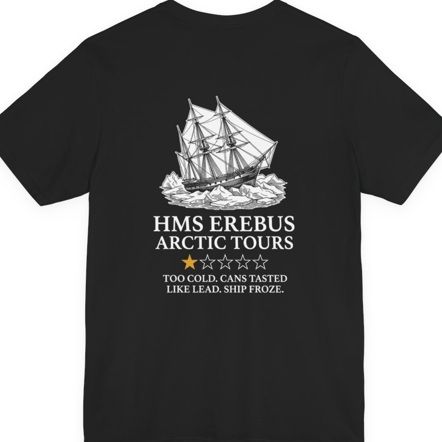Hms Erebus Arctic Tours Back Print Premium Tee - Black back