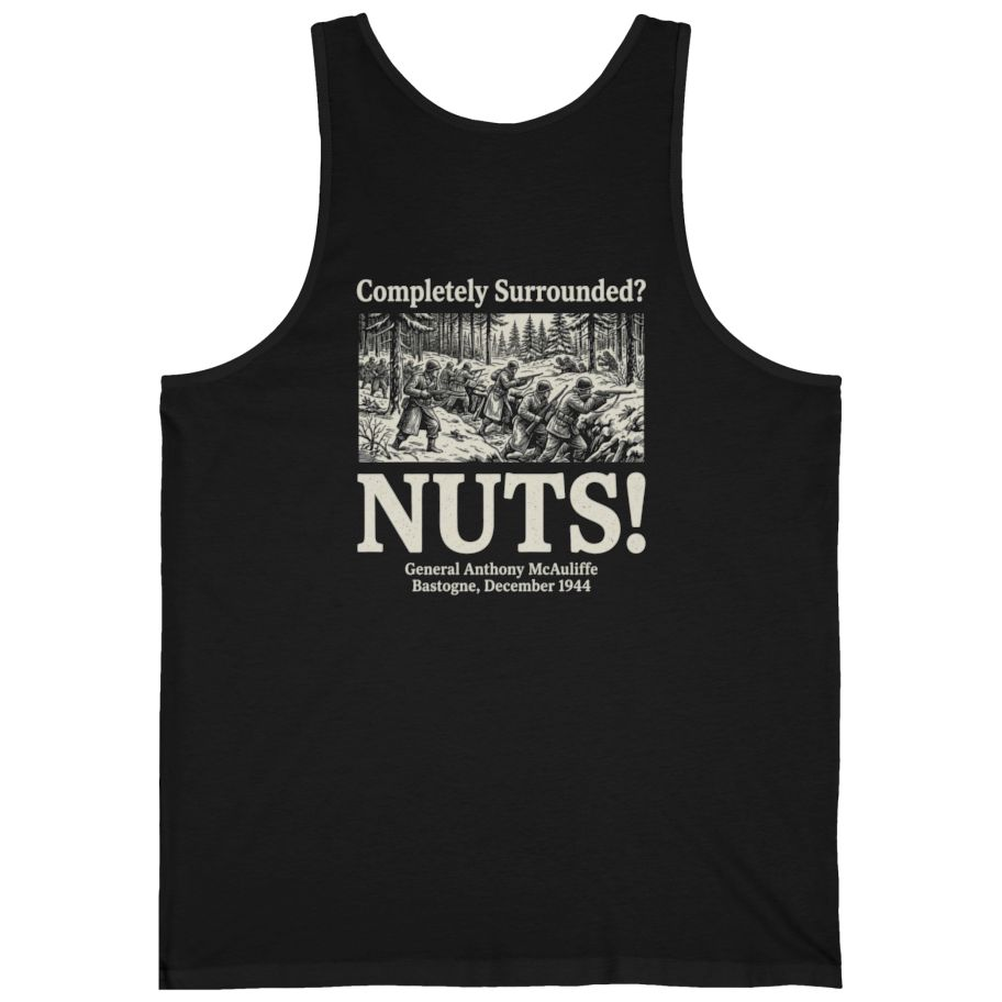 Bastogne Nuts Defiance Back Print Tank Top - Black back