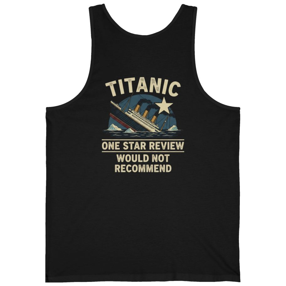Titanic One Star Review Back Print Tank Top - Black back