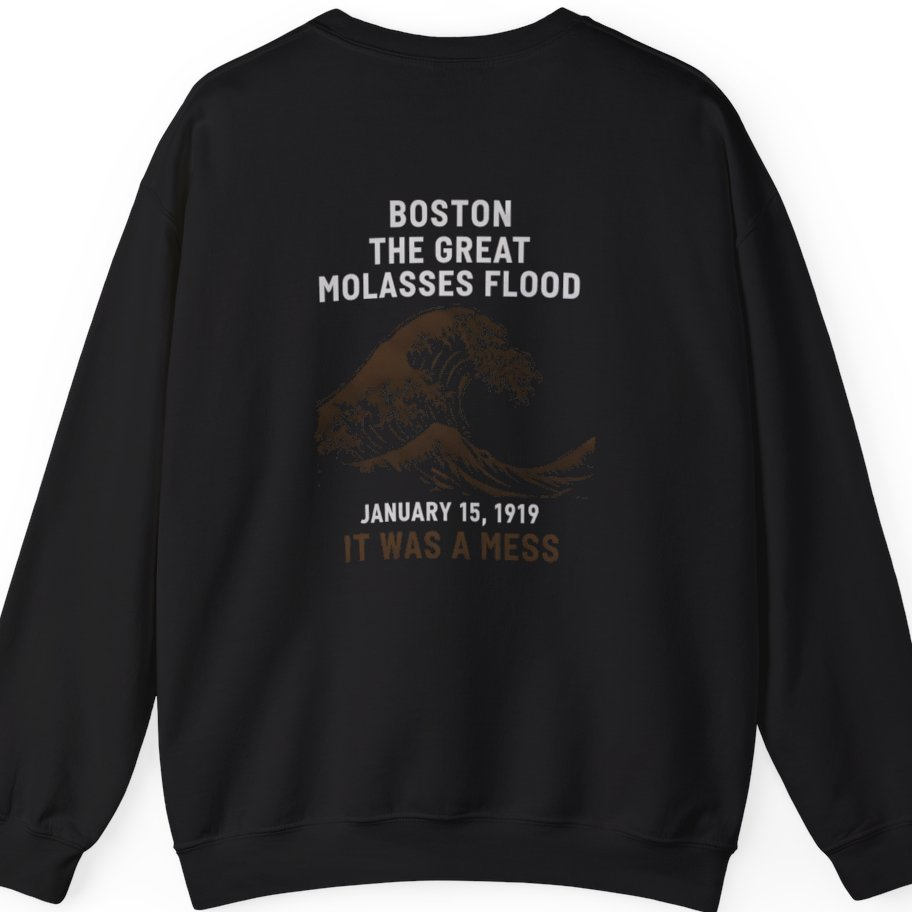 Boston The Great Molasses Flood Back Print Sweatshirt - Black back