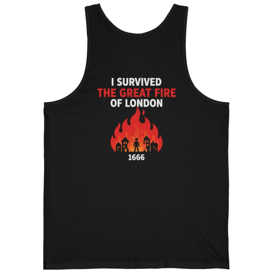 I Survived The Great Fire Back Print Tank Top - Black back