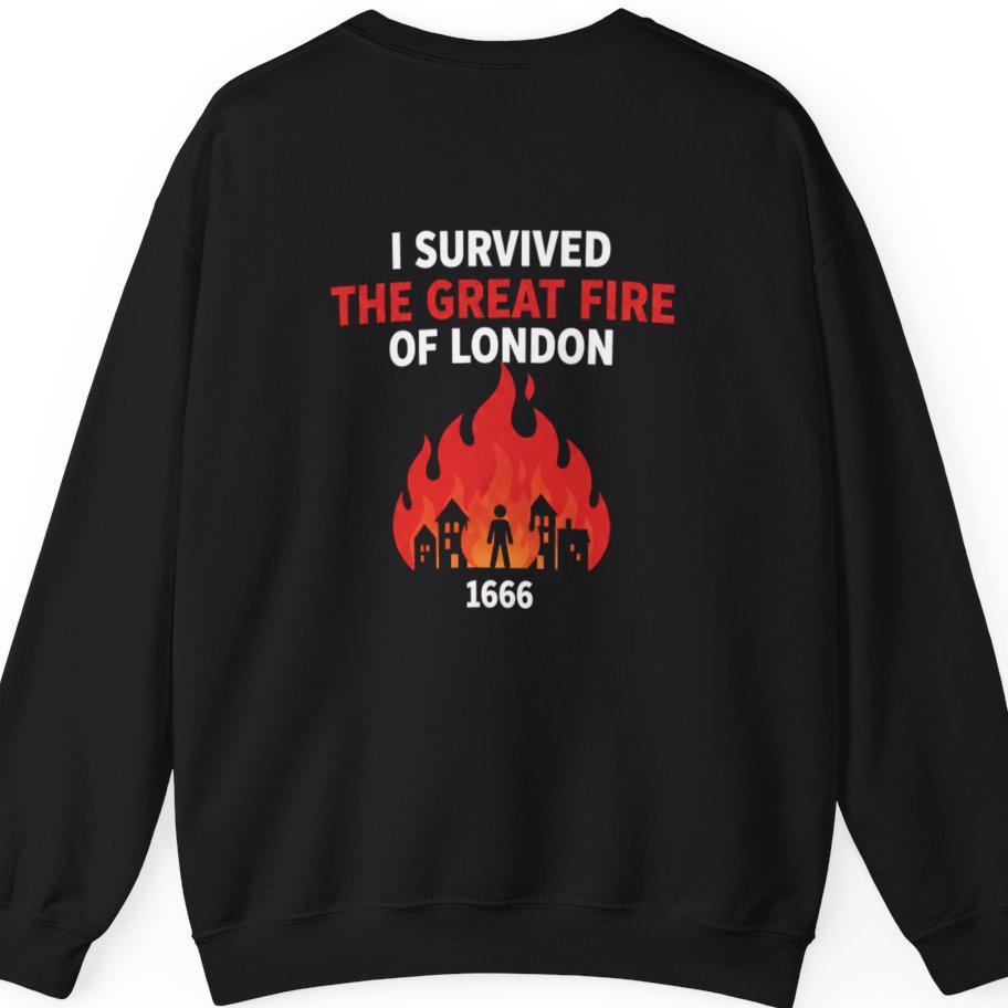 I Survived The Great Fire Back Print Sweatshirt - Black back