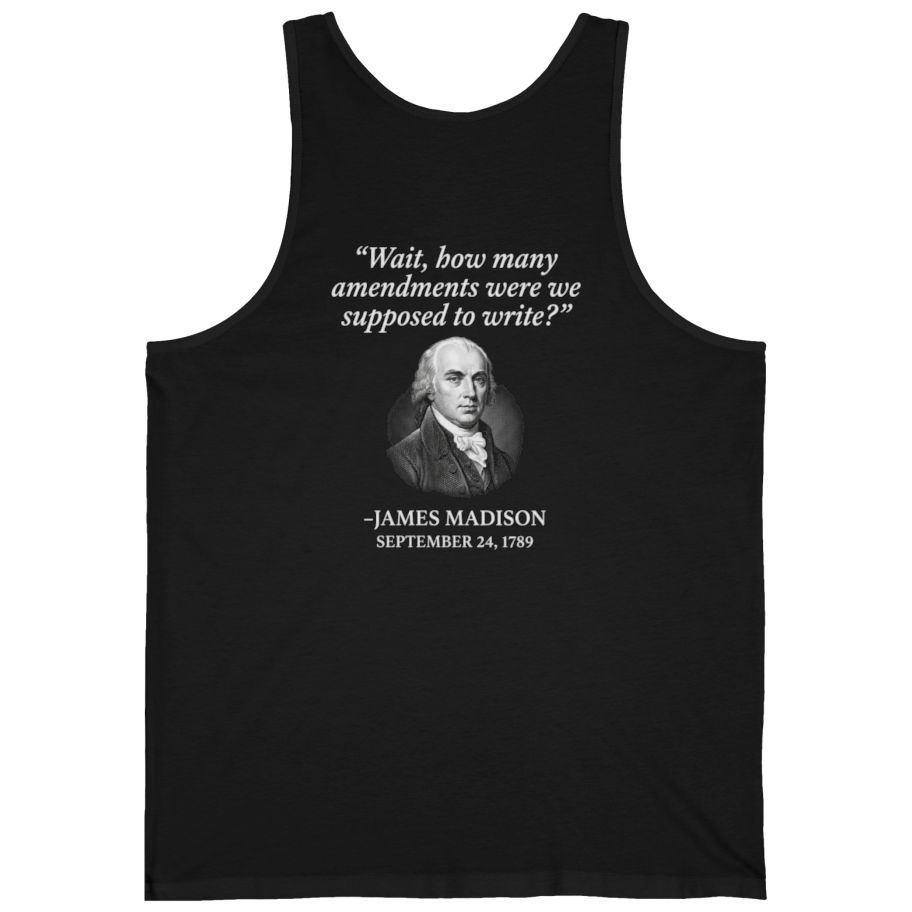 Madison Bill of Rights Deadline Back Print Tank Top - Black back