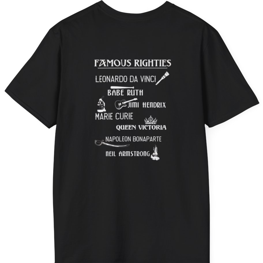 Famous Righties Back Print T-Shirt - Black back
