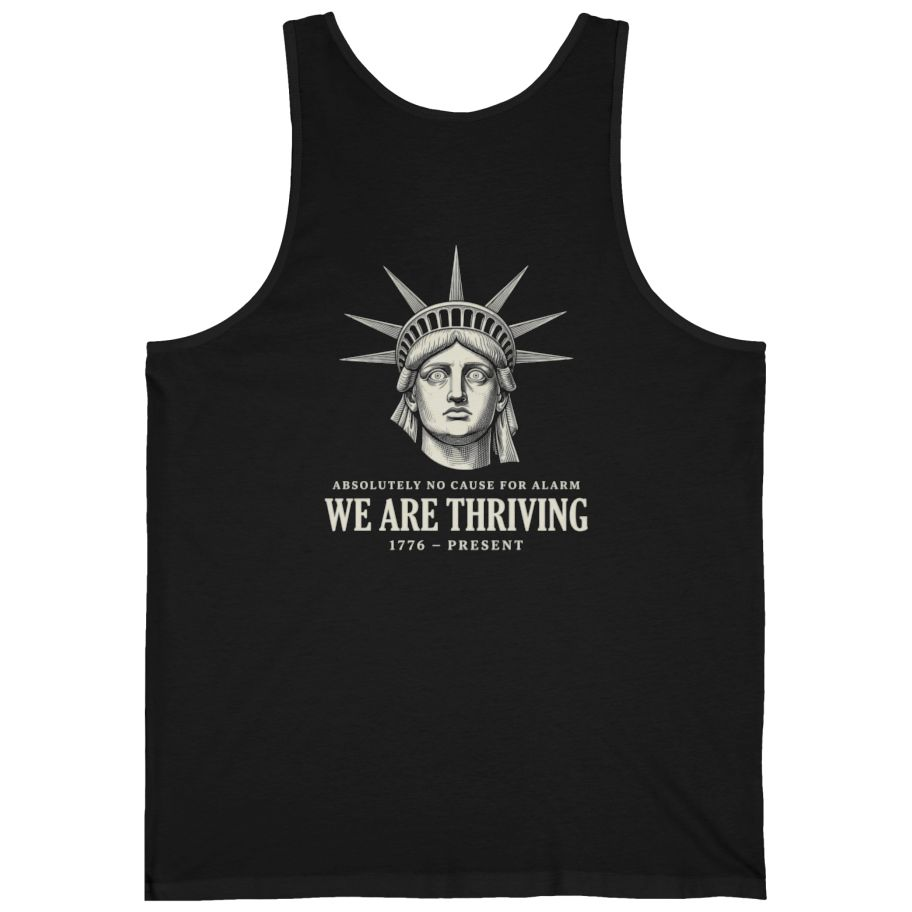 Lady Liberty We Are Thriving Back Print Tank Top - Black back