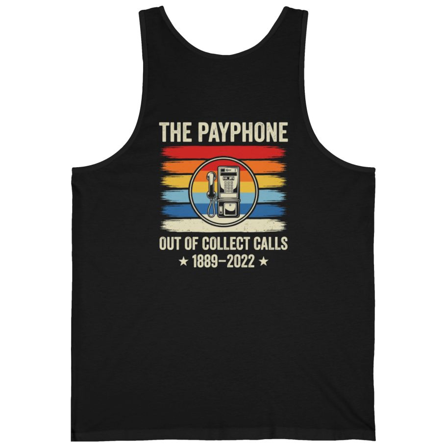 Public Payphone Memorial Back Print Tank Top - Black back