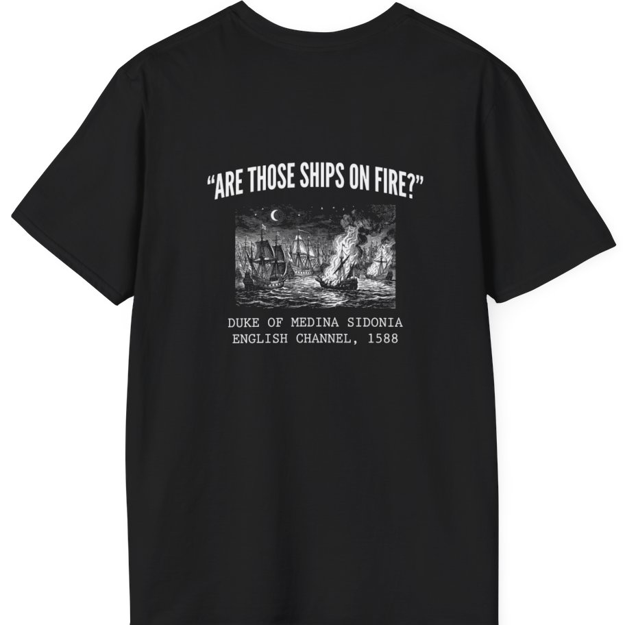 Spanish Armada Fire Ships Back Print T-Shirt - Black back