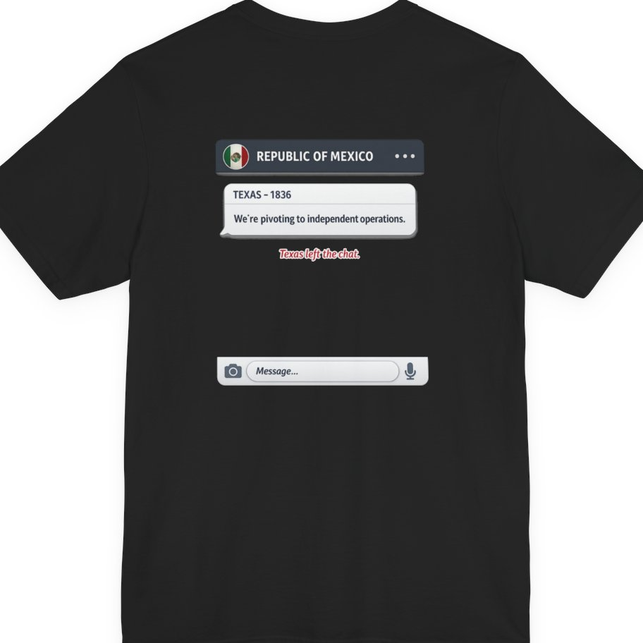 Texas Independence Group Chat Back Print Premium Tee - Black back